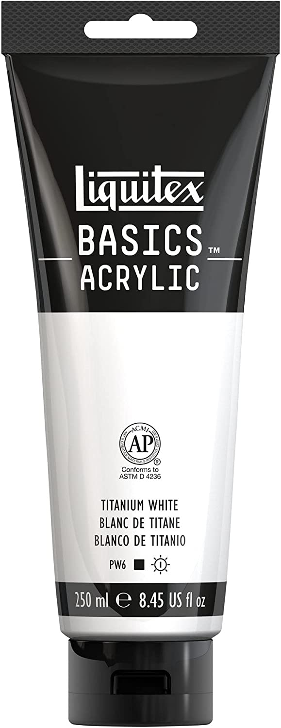 Liquitex BASICS Acrylic Paint, 250ml (8.5-oz) Tube, Titanium White & BASICS Acrylic Paint, 118ml (4-oz) Tube, Mars Black - Image 2